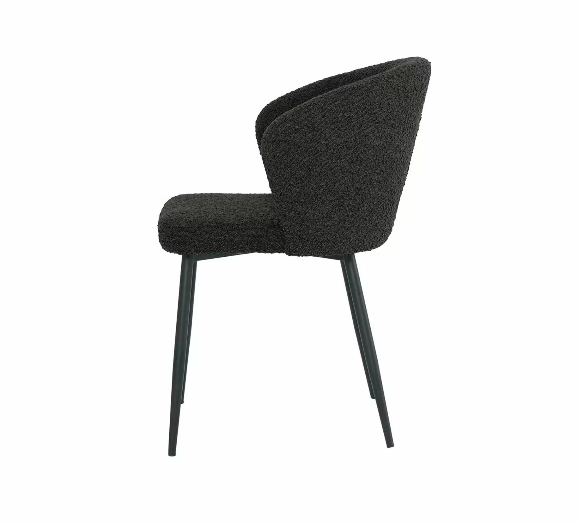 2x Mareth Polsterstuhl Mareth Metall Bouclé Schwarz 4