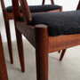 4x Vintage Armchair Teak Textile Black 1970s 7