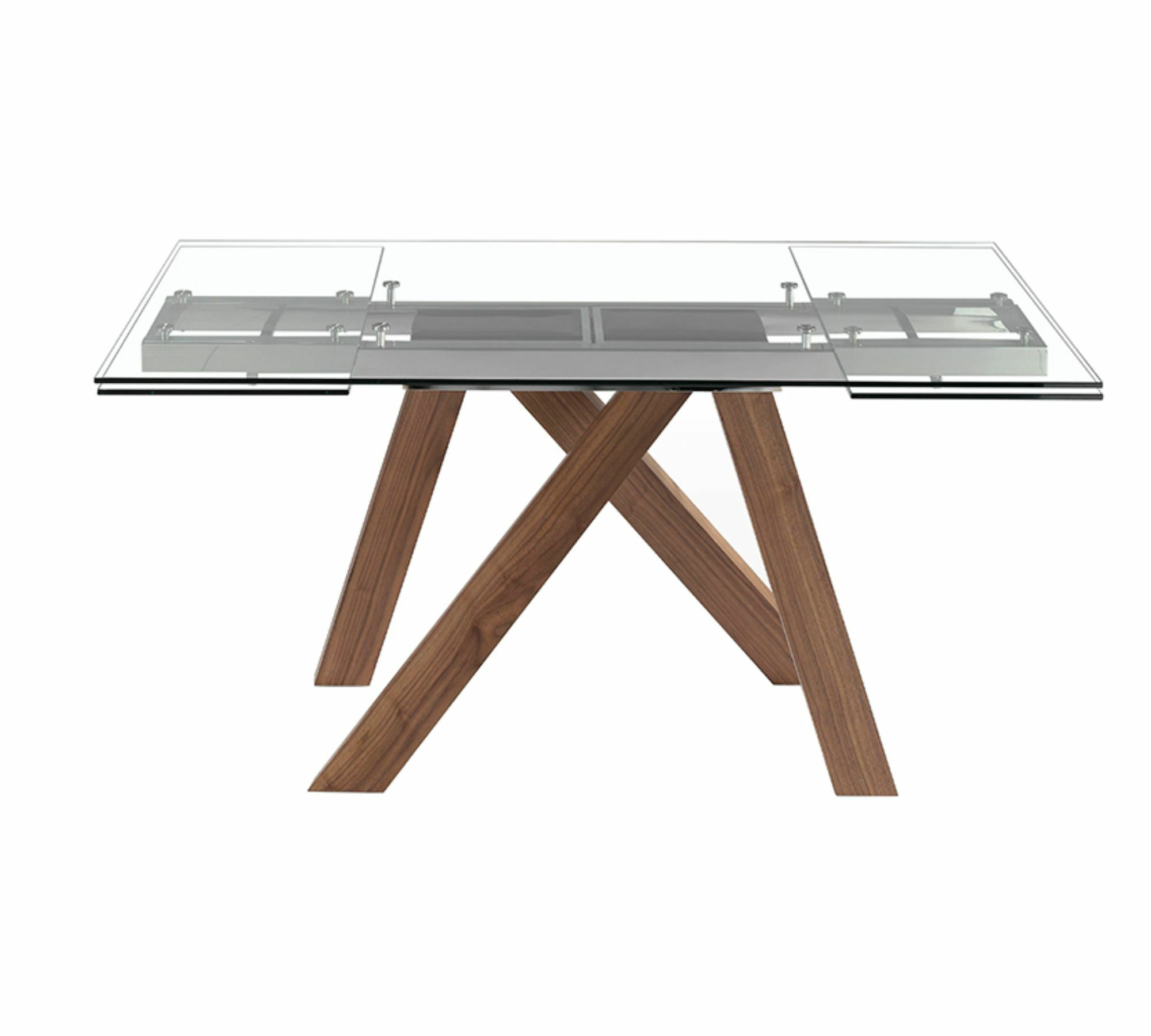 Ausziehbarer Esstisch Walnussholz Glas Braun 1