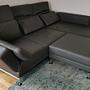 Sofa Récamiere Rechts & Hocker Leder Grau 1