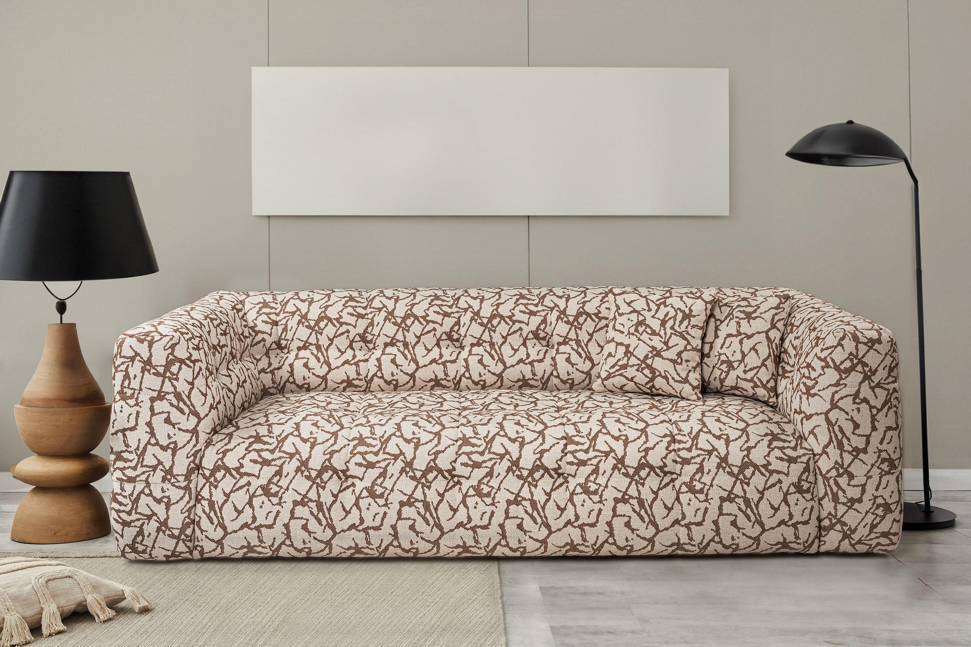 Cady Sofa 3-Sitzer Beige Gemustert 1