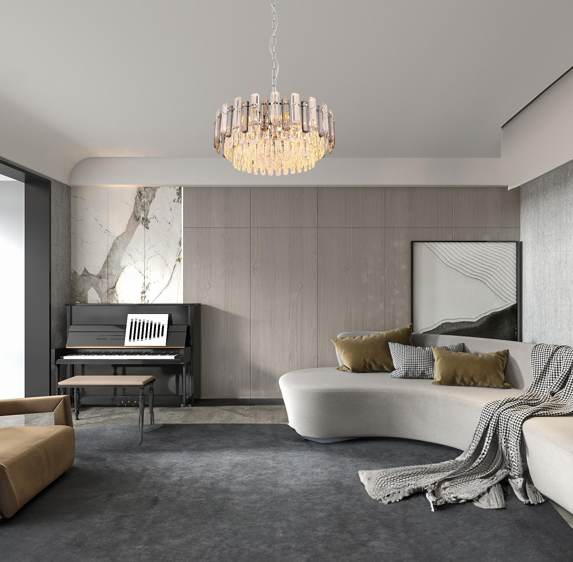 Orgina Kronleuchter 12-Flammig Rauchglas Silber 2