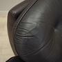 Poltrona con rotelle in pelle marrone anni '70 11