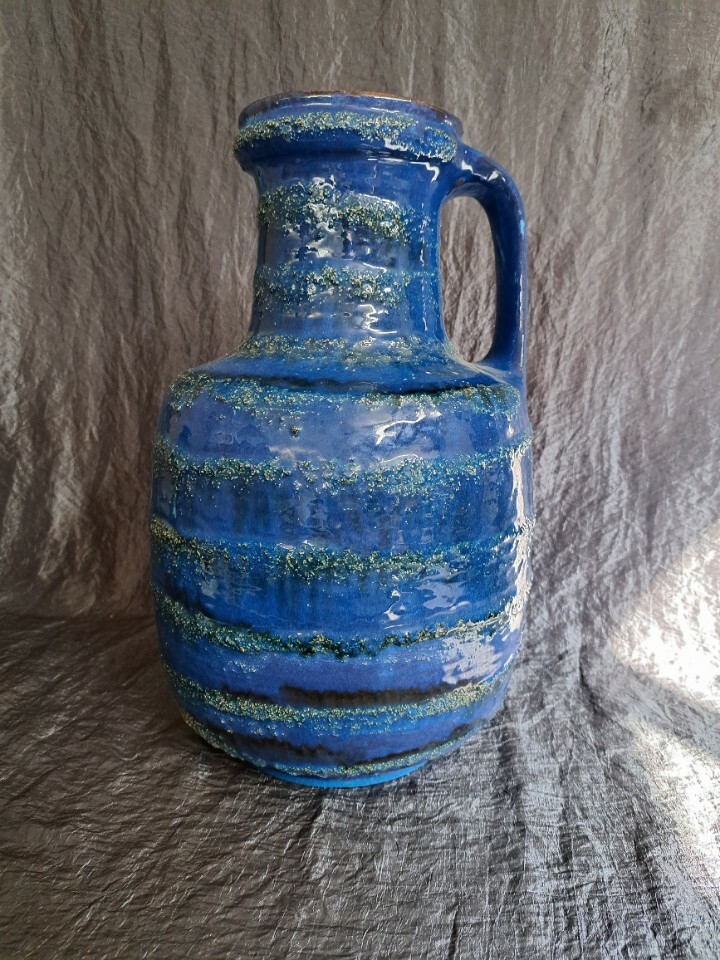 Vintage Vase Keramik Blau 2