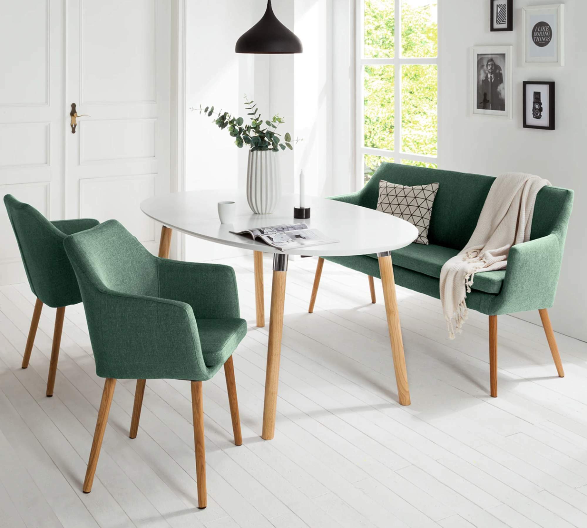 Armchair Solid wood Upholstery fabric Green 4