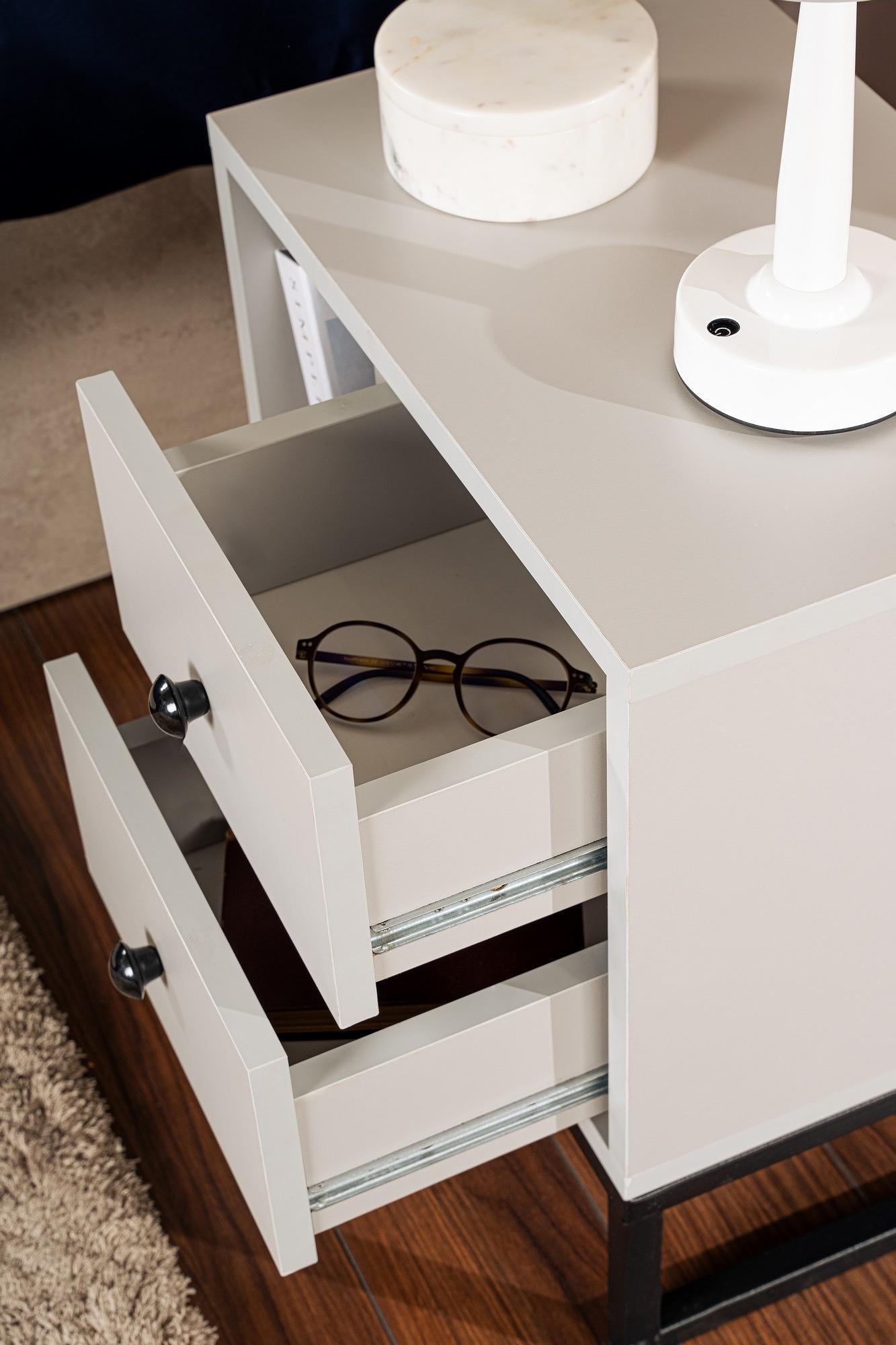 Glimmer Nightstand Grey with black legs 3