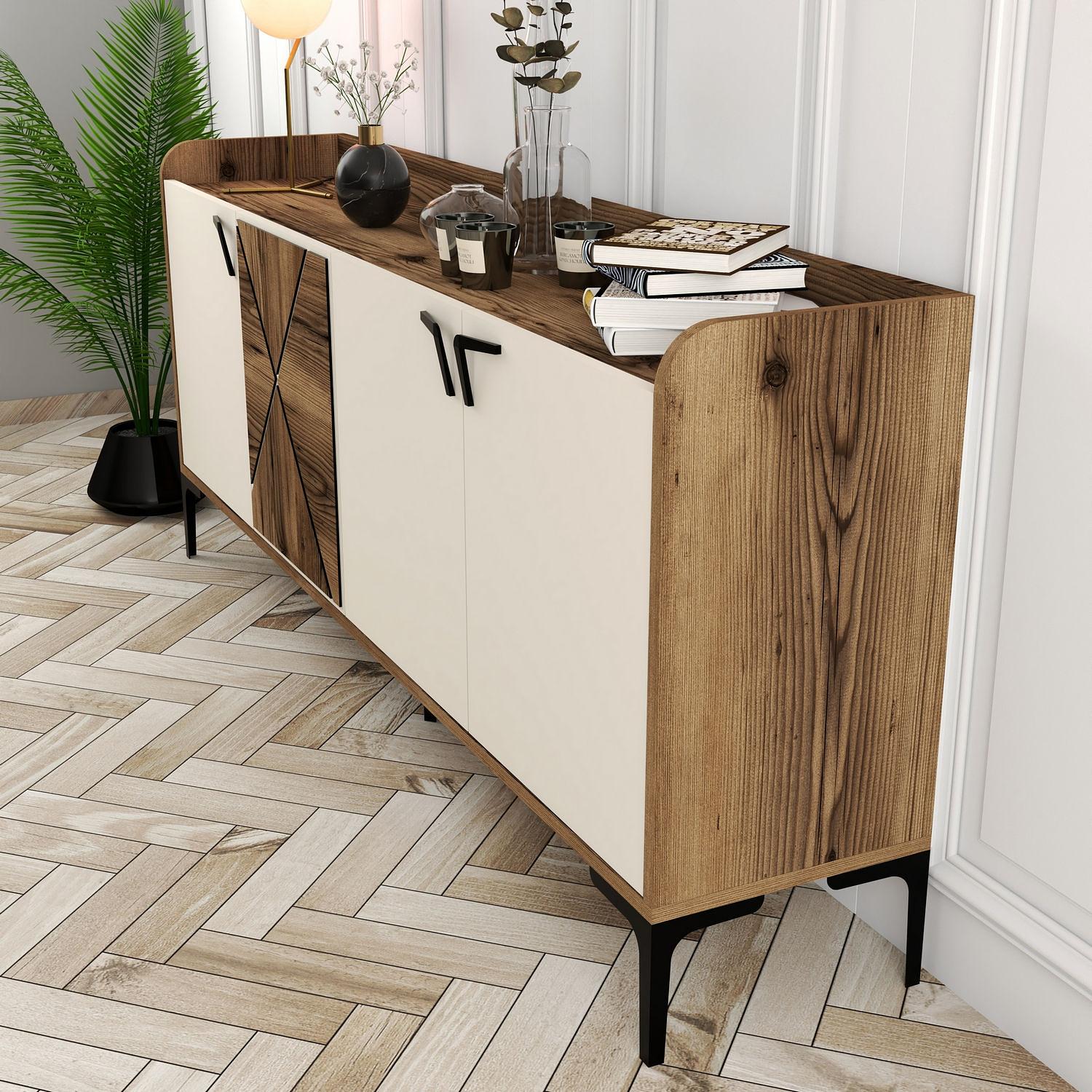 Venedik Sideboard Walnussbraun Creme 3