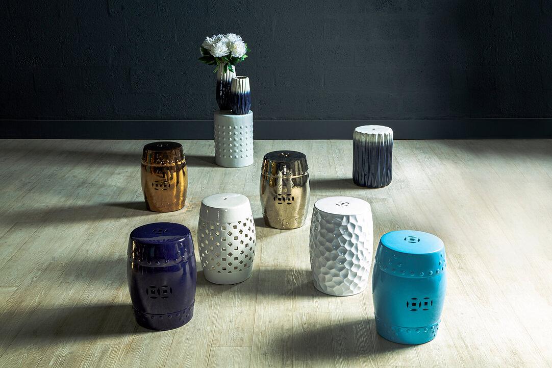 Azul Ombre Tischhocker Blau Weiß 2