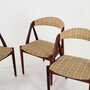4x Vintage chair teak wood textile beige 1970s 3