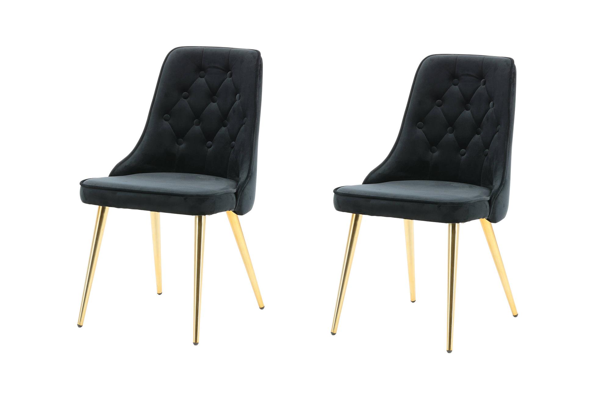 2x Velvet Lyx Esszimmerstuhl-Set Samt Schwarz 0