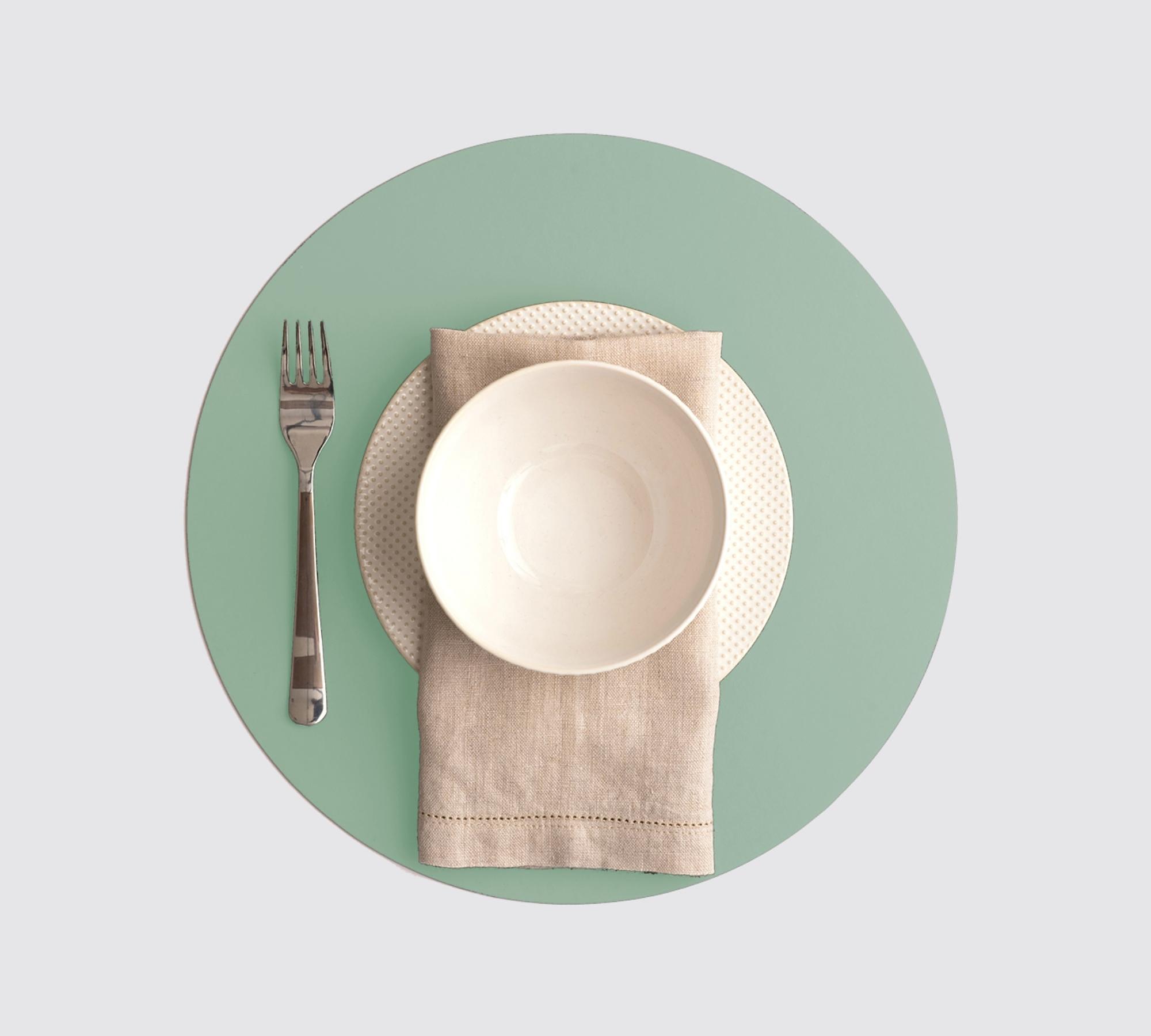 2x Rundes Tischset Ruca 100% Recyceltes Leder Minze 1