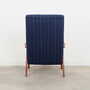 Vintage Stuhl Teakholz Wolle Blau 1970er Jahre 6