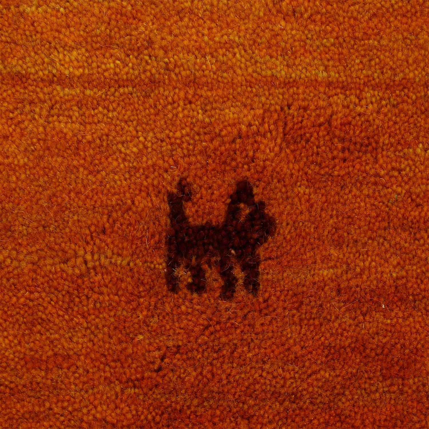 Wollteppich Gabbeh Uni Rund Wolle Orange 150 x 150 cm 3