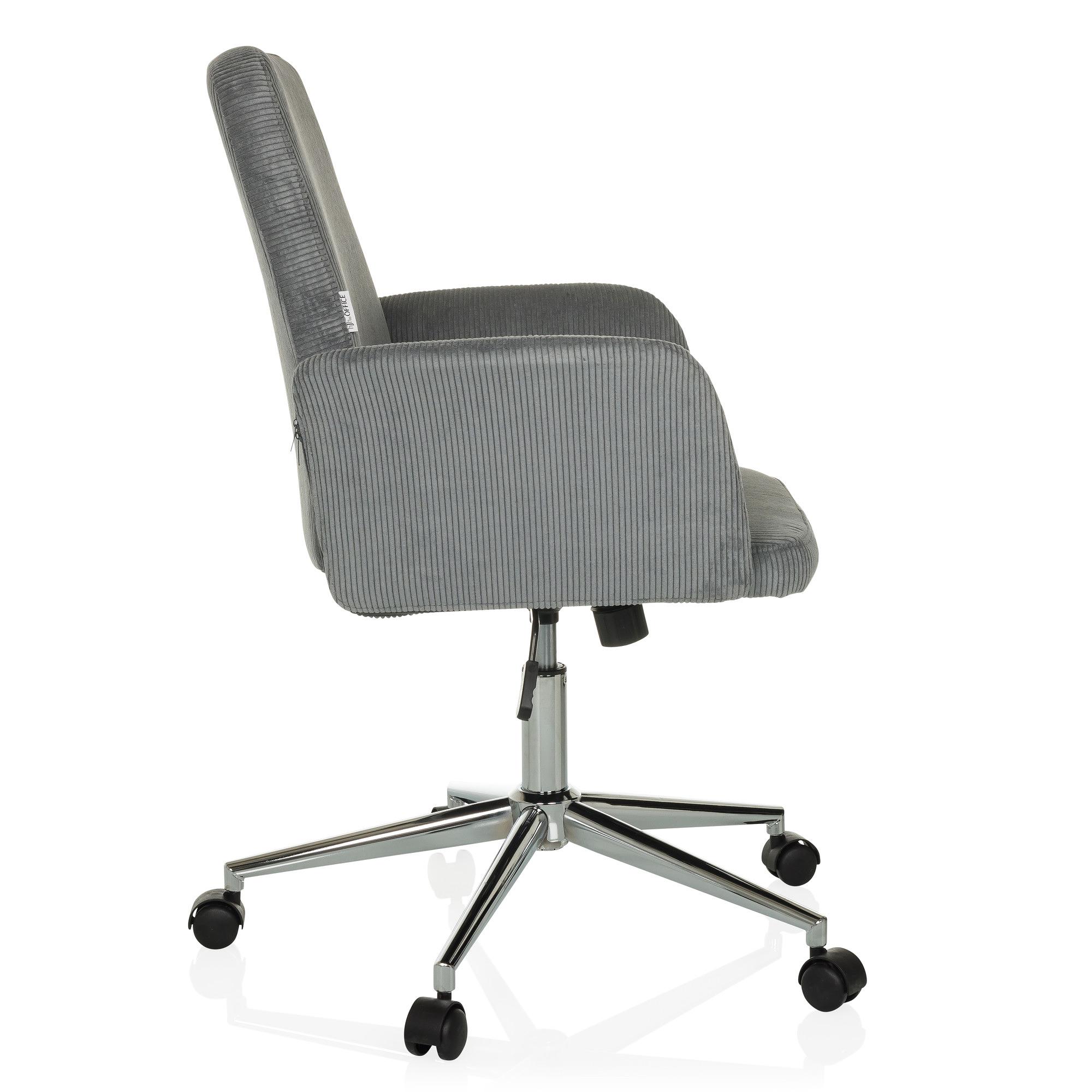 SOLAO CORD Bürostuhl Drehbar mit Rollen Cord-Optik Grau 3