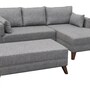 Schlafsofa Récamiere Rechts & Hocker Polyester Holz Grau 7