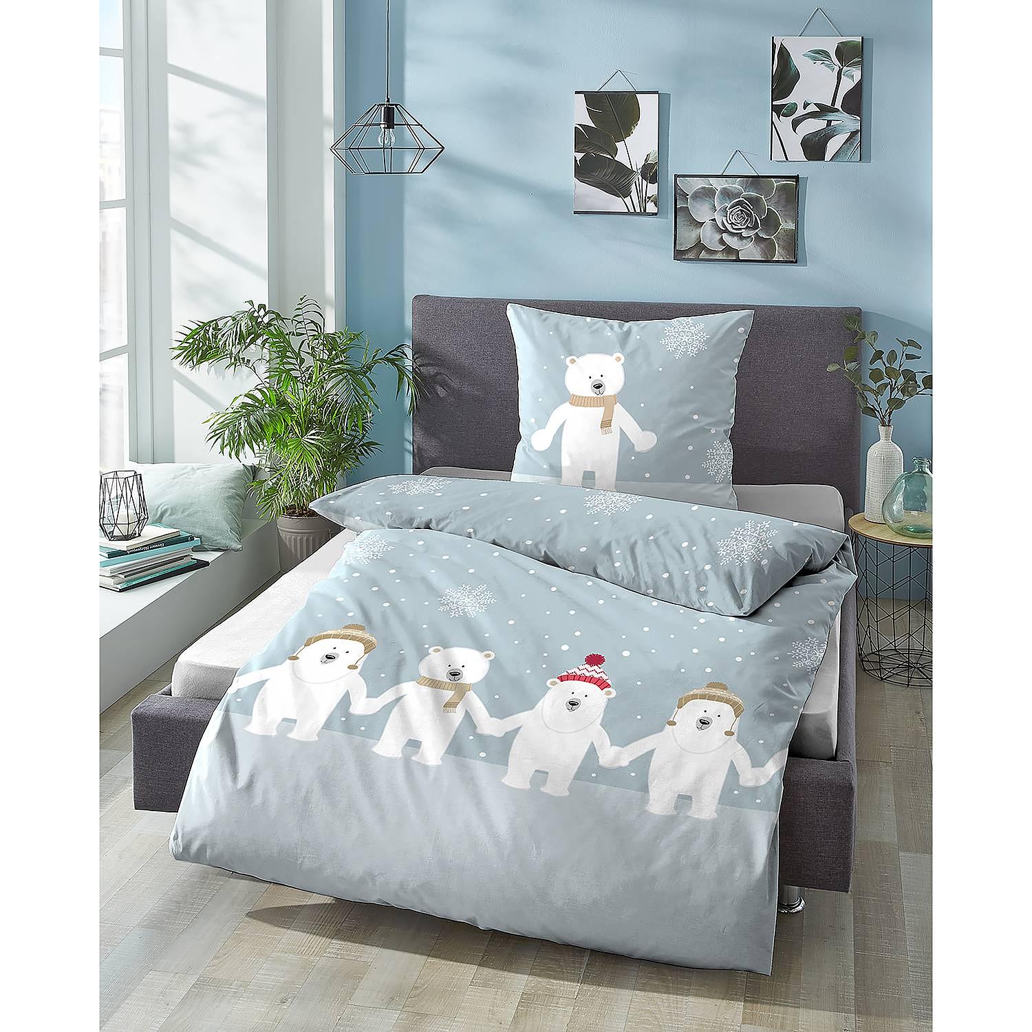 Bed linen Cotton Blue 135x200cm Pillowcase 80x80cm 2