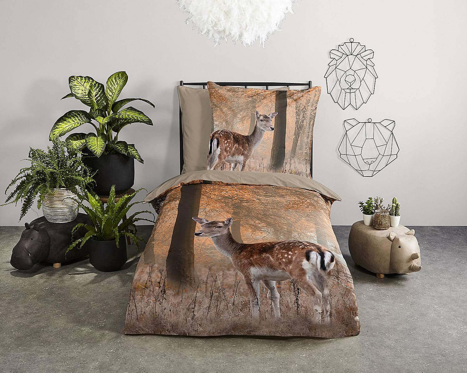 Gavin Bettwäsche Baumwolle Braun 135x200 cm Kissen 80x80cm 2