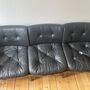 Sofa 3-Sitzer Leder Holz Schwarz 1970er Jahre 4