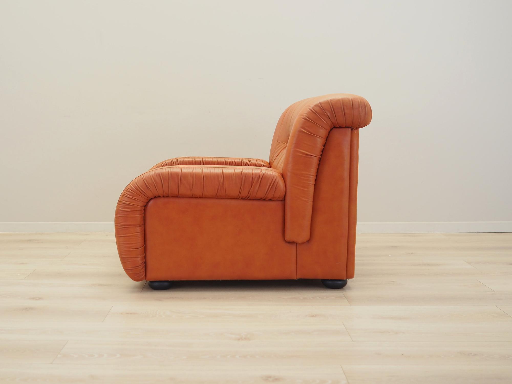 Sessel Leder Orange 1970er Jahre 3
