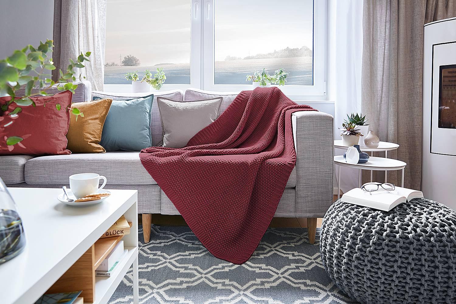 Viby Strickdecke Polyester Bordeaux 2