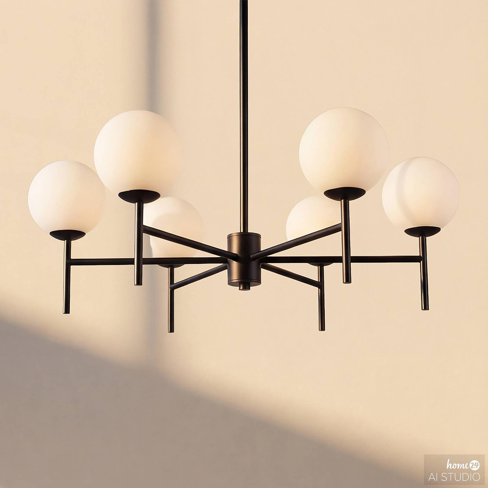 Ceiling Light Elyro 6-Light Opal Glass Iron Black 1
