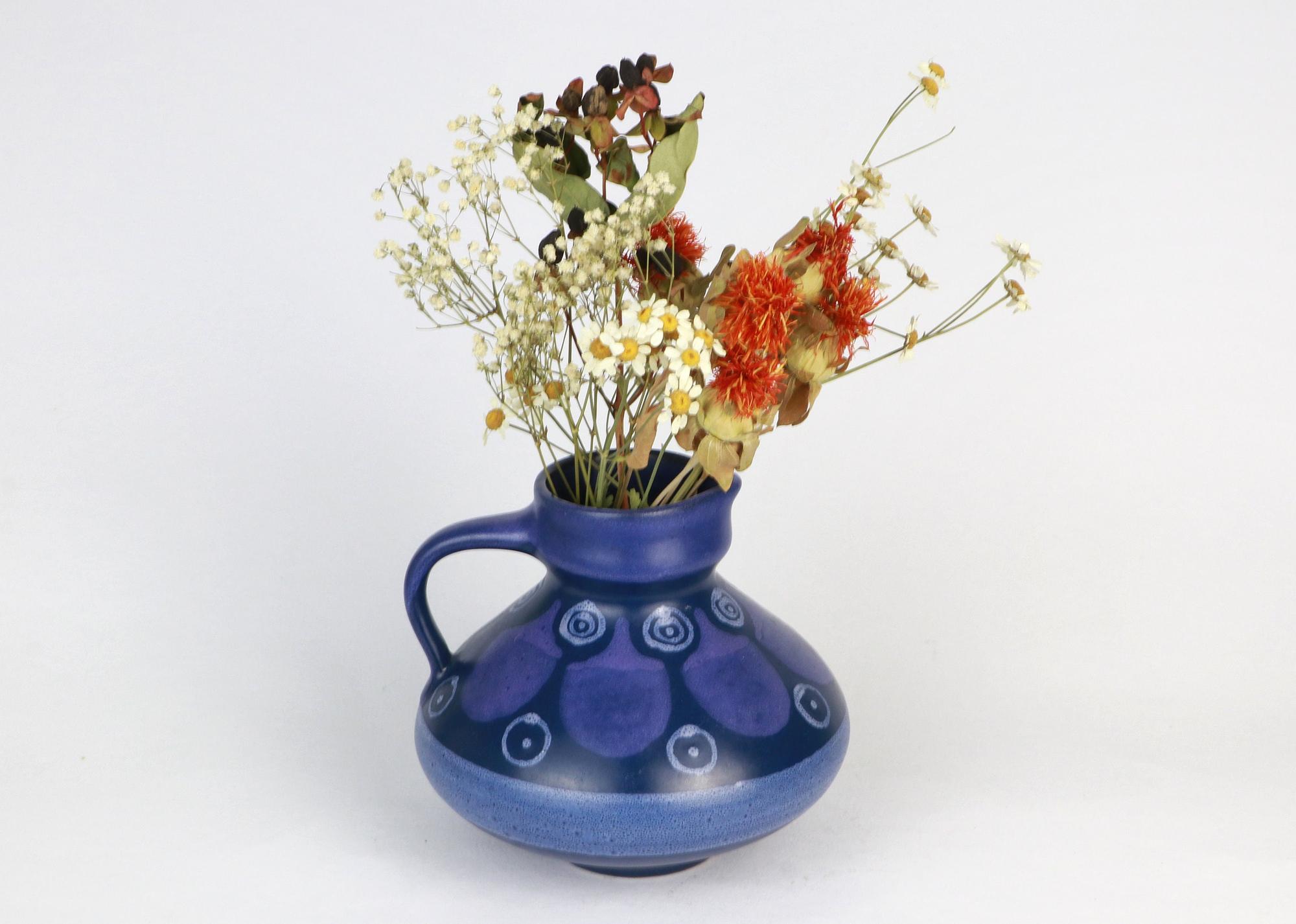 Vaso vintage in porcellana blu anni '70 2