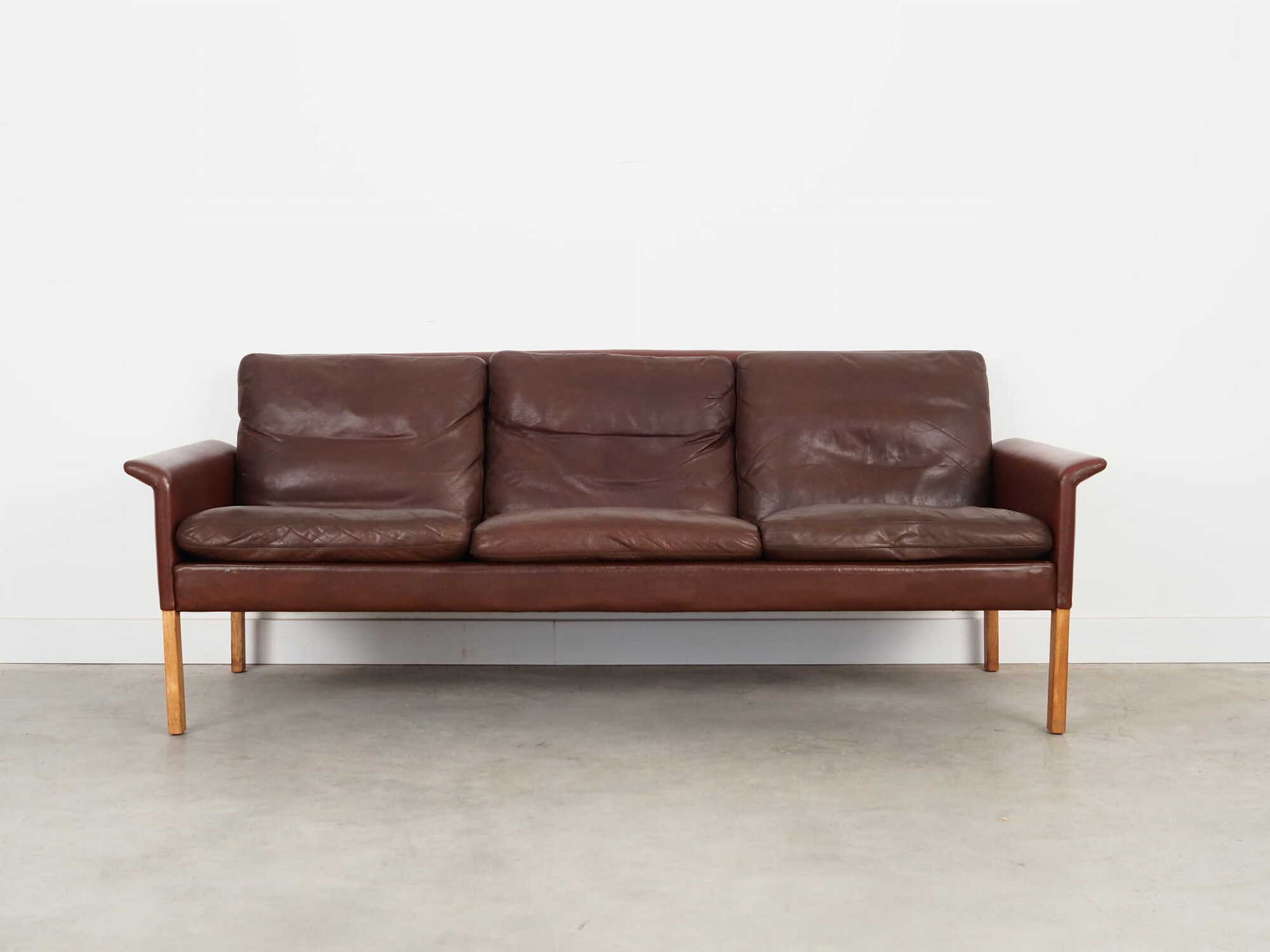 Sofa Leder Braun 1960er Jahre 1