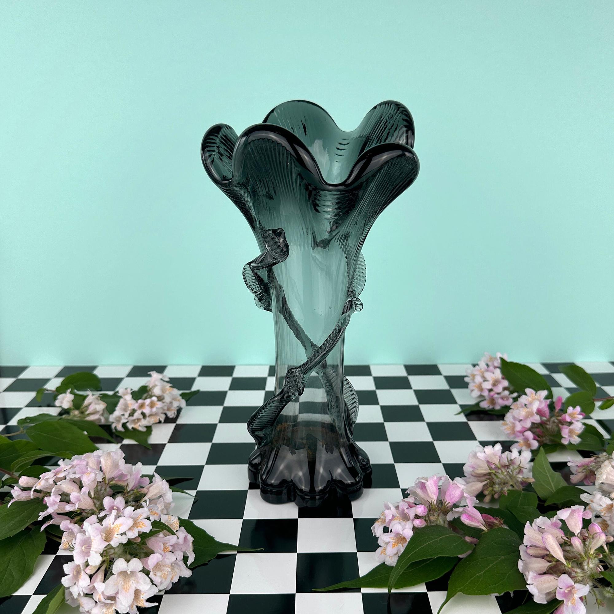 Vintage Art Nouveau Vase Glass 1900s 5