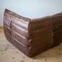 Togo Ecksofa Pull-Up-Leder Walnussbraun 2