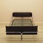 Vintage Bett Metallrahmen Naturleder Braun 1980er Jahre 2