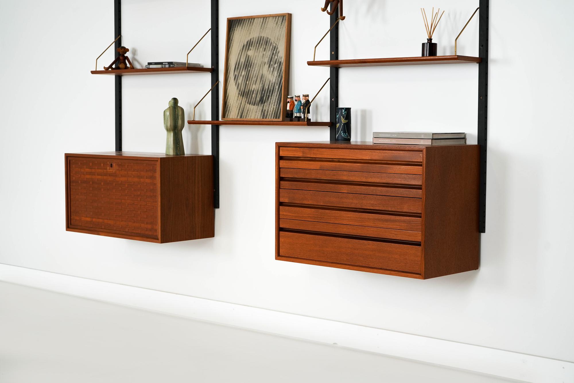 Module shelf teak brown 1960s 3
