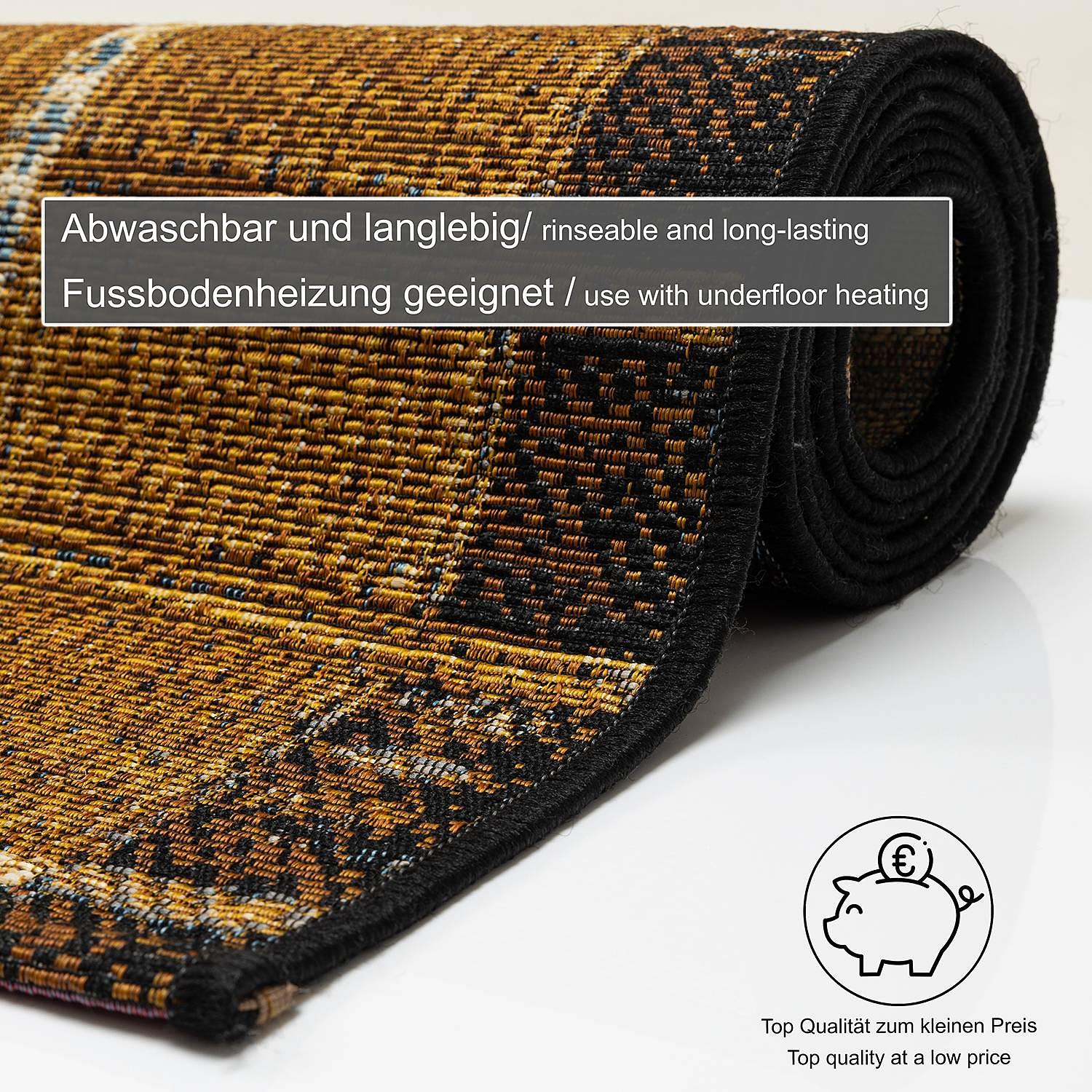 Kurzflorteppich Aurora 038 Gold 80 x 165 cm 3