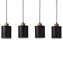 4-flame pendant lamp Vonnie Mixed fabric Steel Black 4