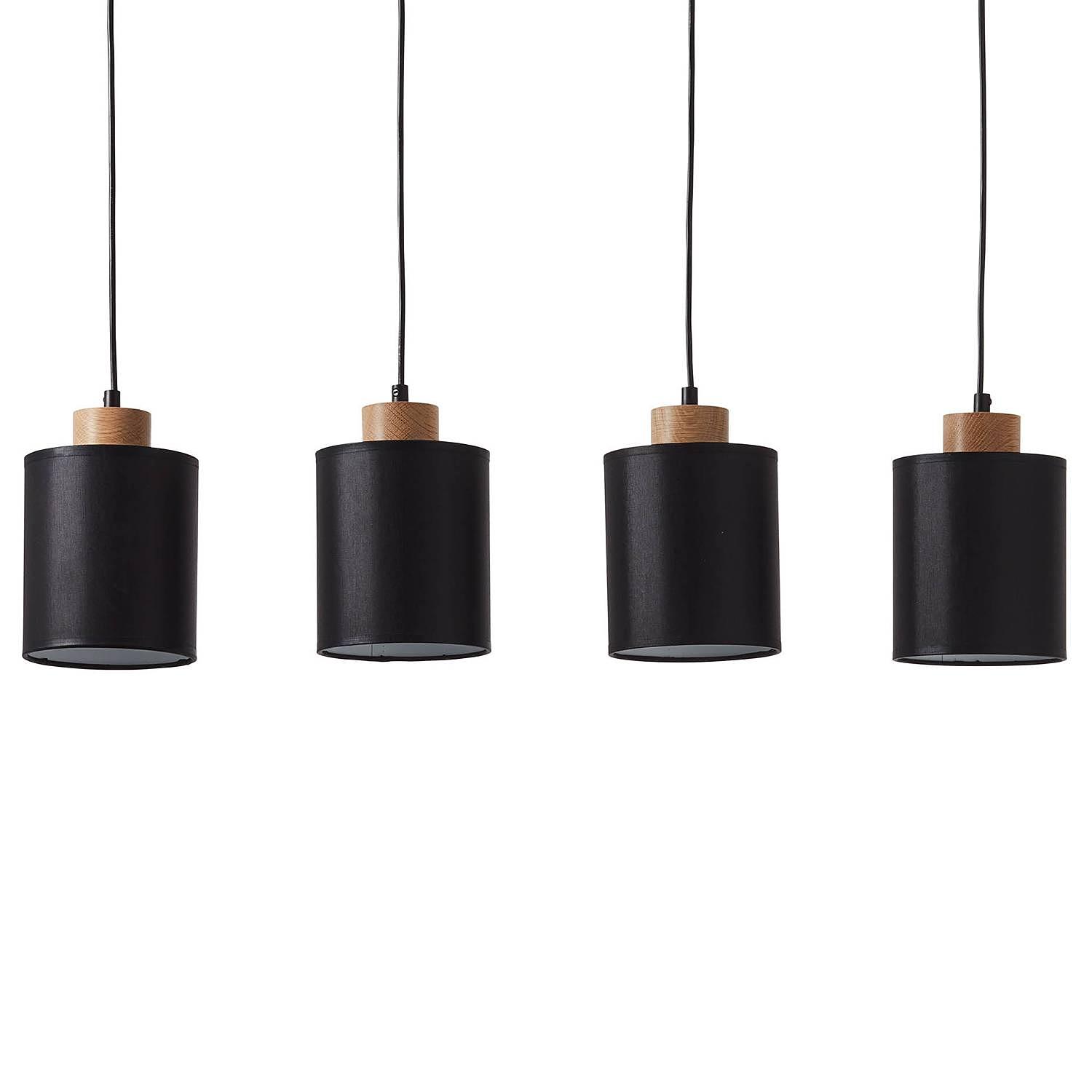 4-flame pendant lamp Vonnie Mixed fabric Steel Black 4