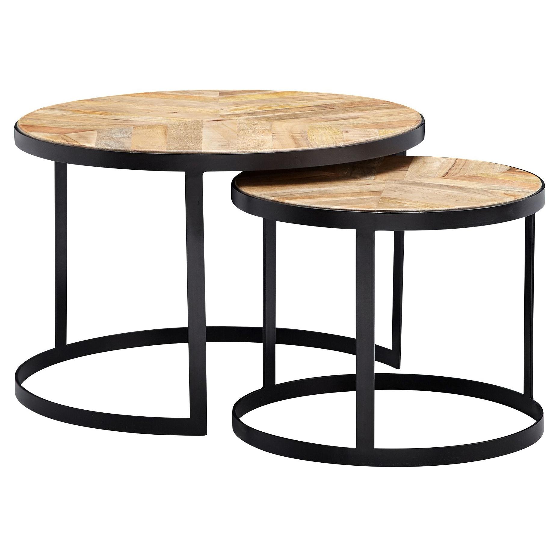 Coffee Table Schwerin Set of 2 Mango Wood Solid Black 0