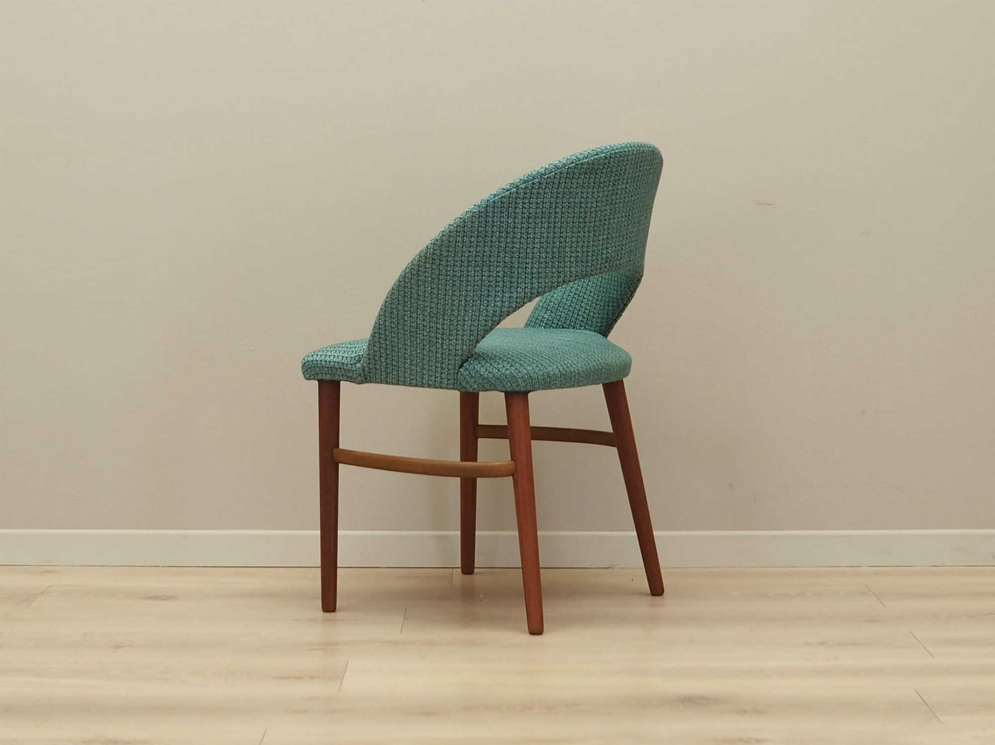Vintage chair teak wood textile turquoise 1970s 3