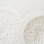 Fidel Distressed White Carved Wood Große Runde Skulptur
 7