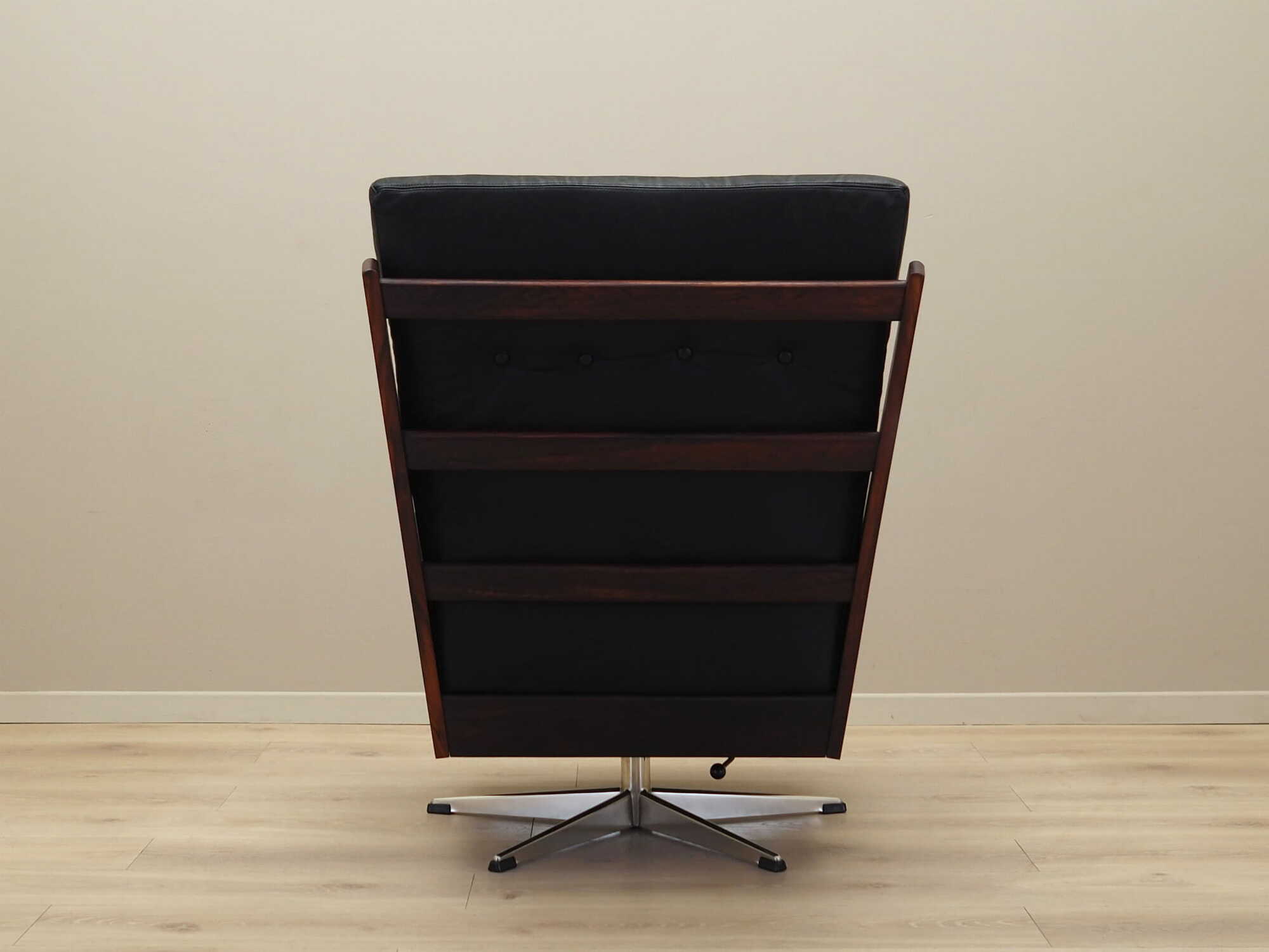 Vintage office chair leather wood black 1970s 4