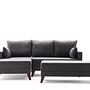 Bella Sofa Récamiere Links mit Hocker Anthrazit 5