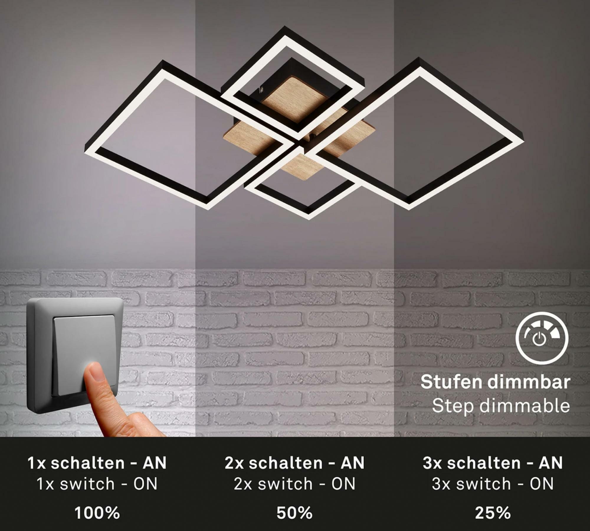LED Deckenleuchte in Rahmenform Holzoptik II 3