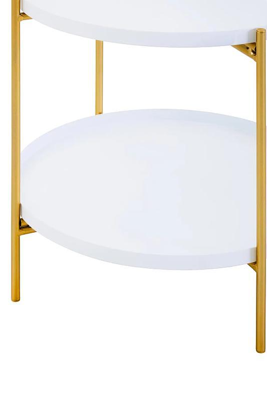 Trosa Two Tier Weiß und Gold Beistelltisch
 4