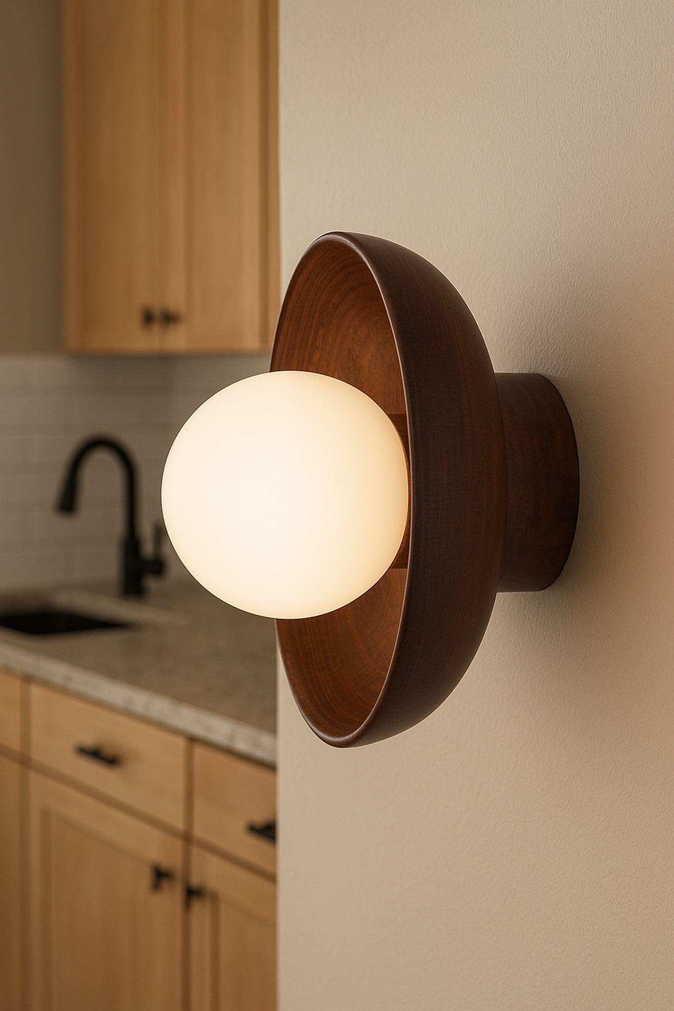 Hand Wall Lamp S Walnut Wood Brown 3