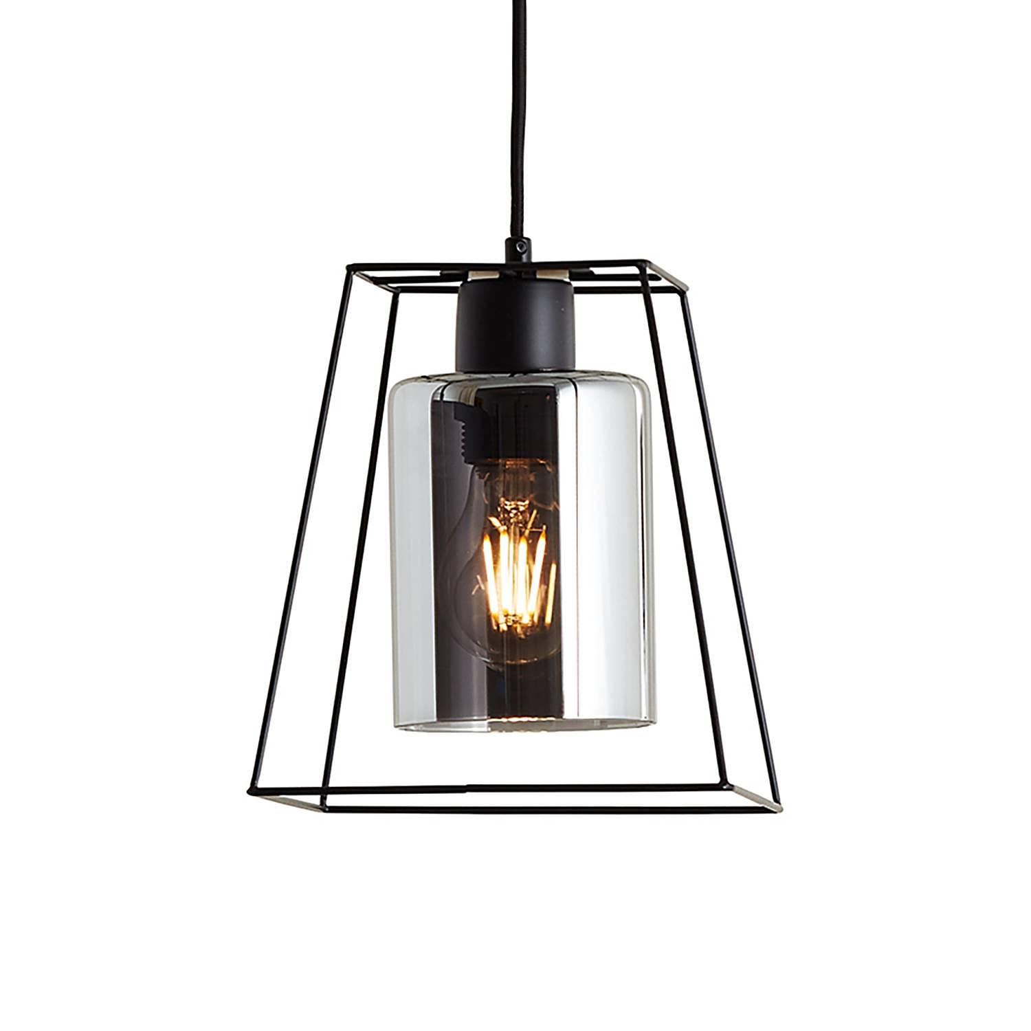 Pendant lamp Luxor I smoked glass iron 0