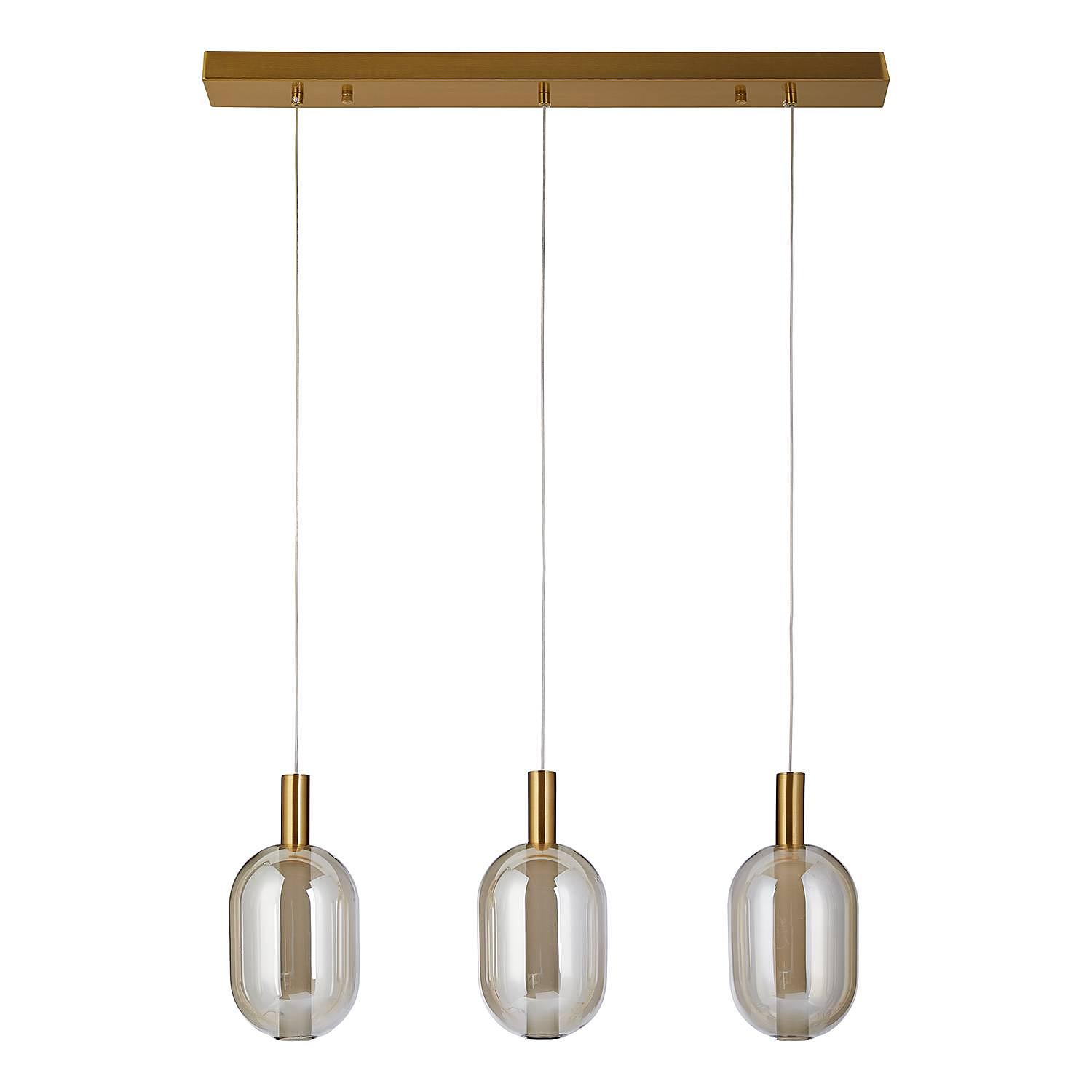 3-Flammig Exemlar Pendelleuchte Farbglas Aluminium 2