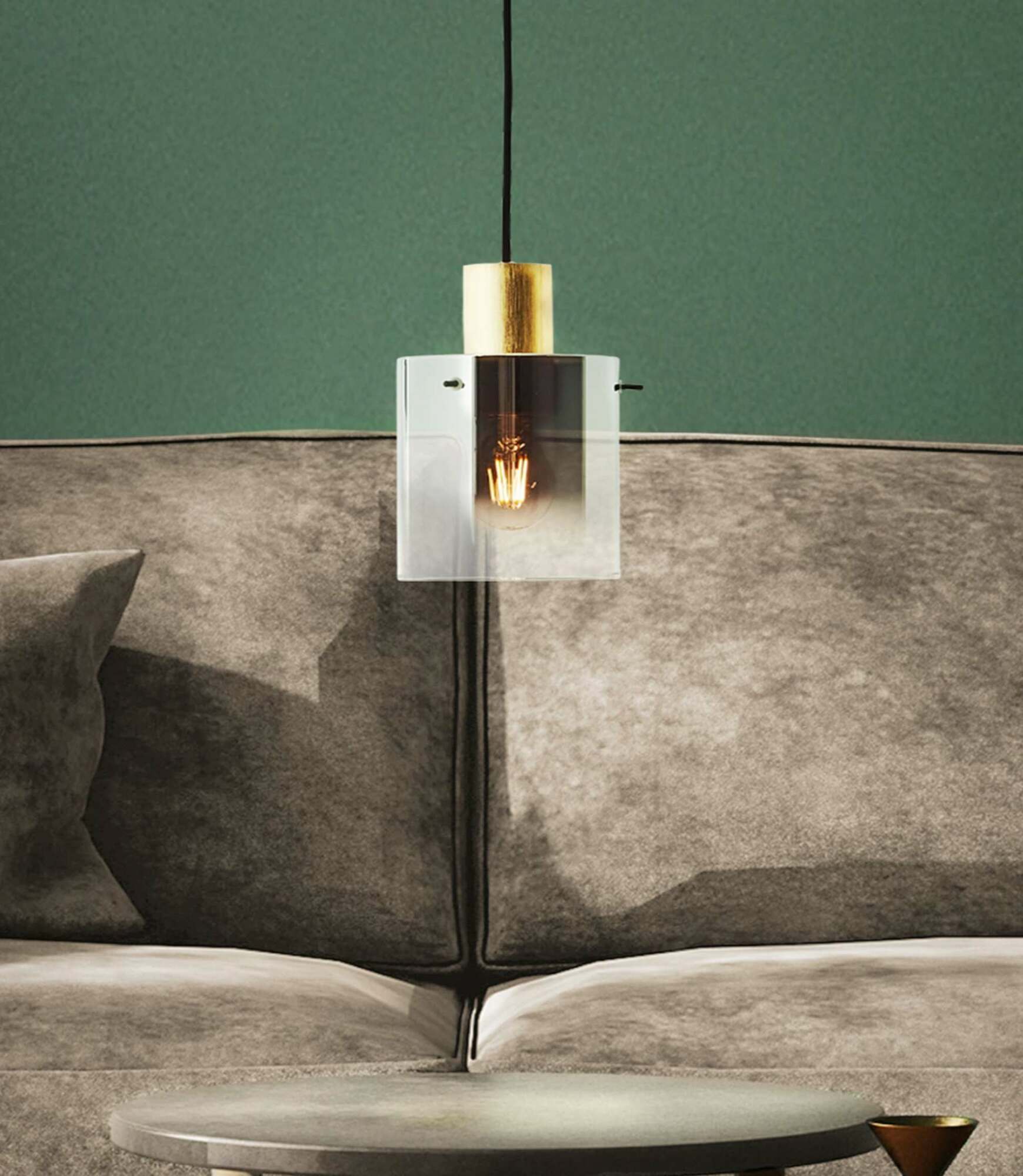 Pendant lamp 1-light smoked glass aluminum 5