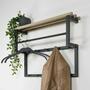 Wandgarderobe Eiche massiv und Metall 0