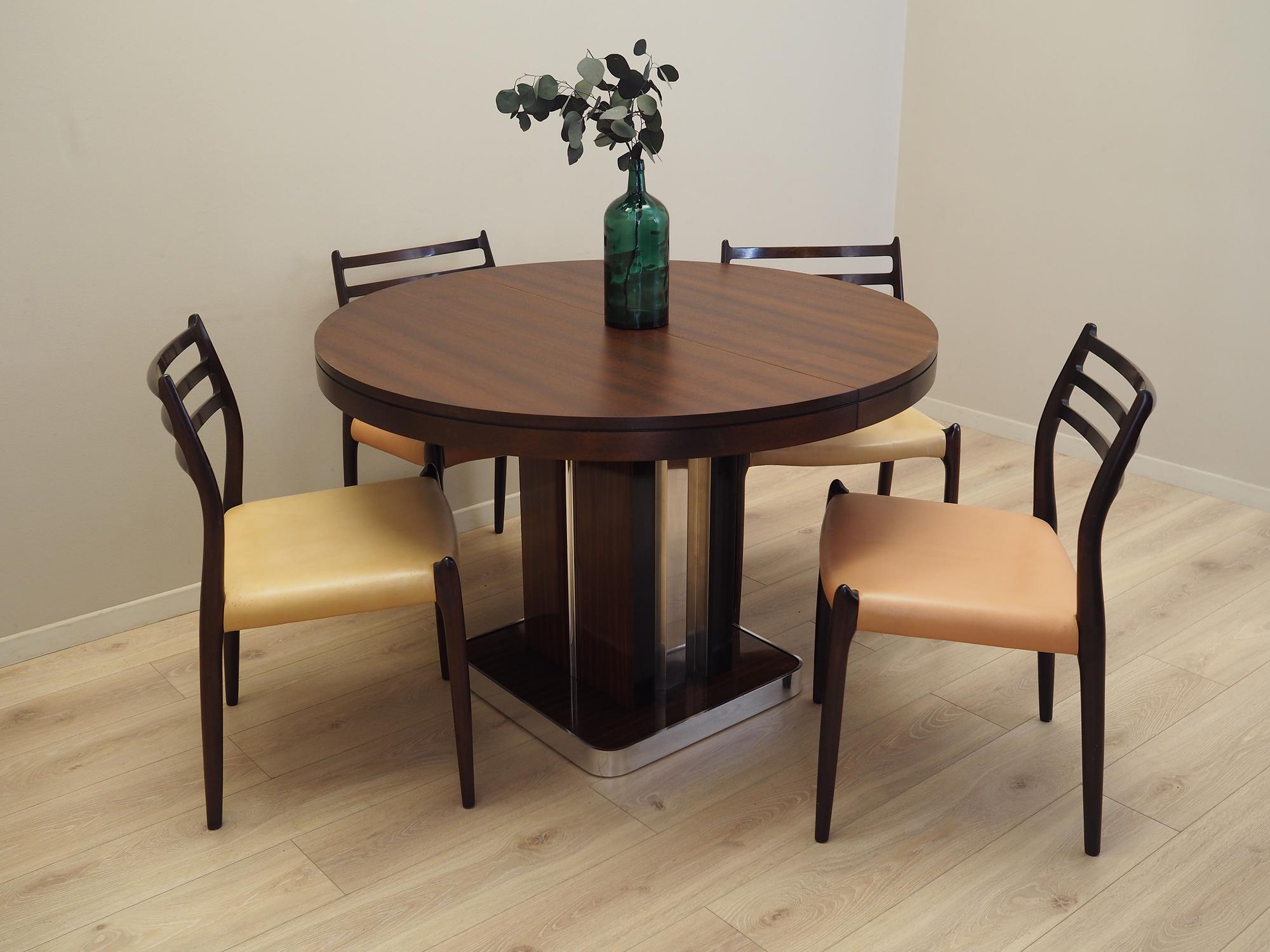 Round Mahogany Table 1970s 2