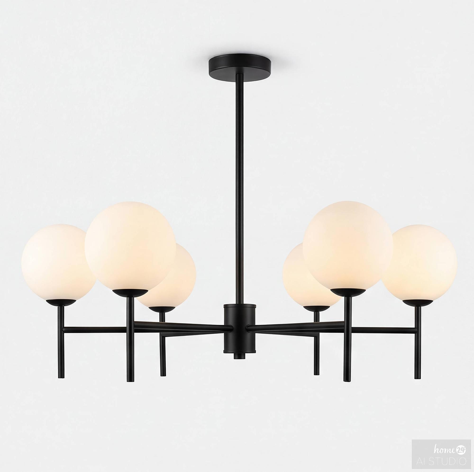 Ceiling Light Elyro 6-Light Opal Glass Iron Black 4
