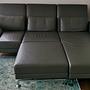 Sofa Récamiere Rechts & Hocker Leder Grau 4