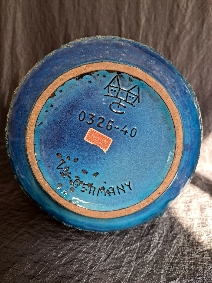 Vintage Vase Keramik Blau 4